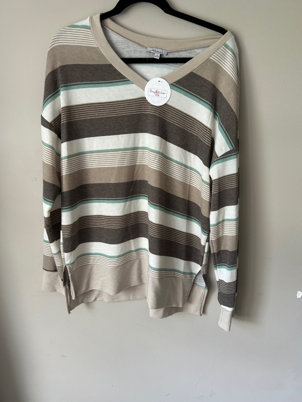 white birch Cream & Black Crewneck Sweater